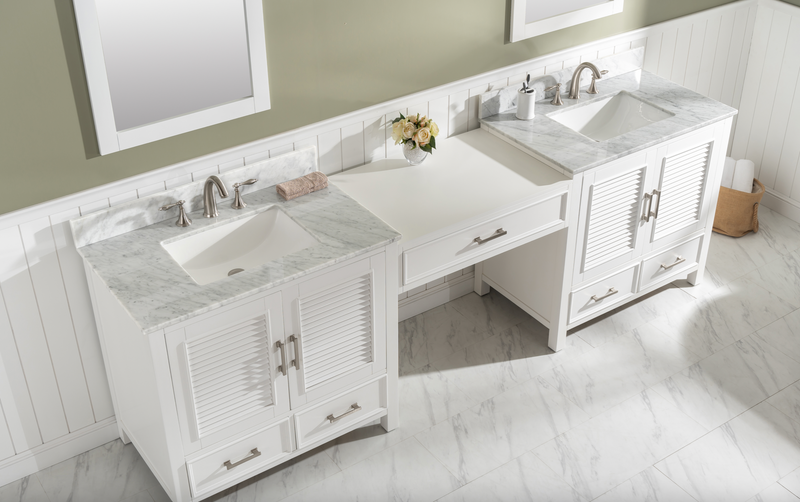 Design Element Estate 102" Double Sink Bathroom Vanity Modular Set - White ES-102MC-WT