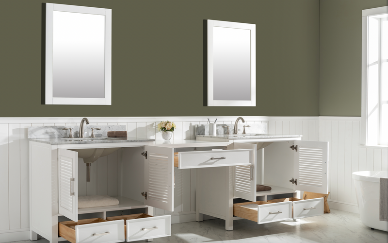 Design Element Estate 102" Double Sink Bathroom Vanity Modular Set - White ES-102MC-WT