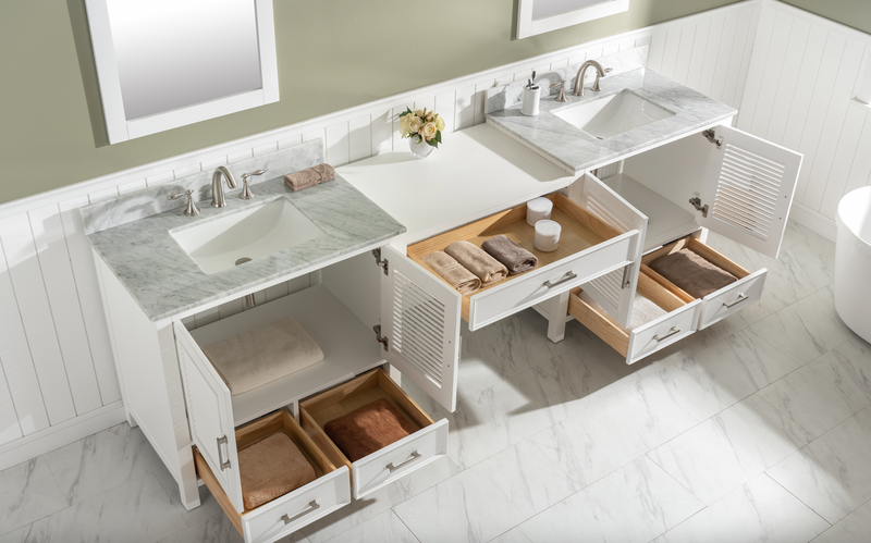 Design Element Estate 102" Double Sink Bathroom Vanity Modular Set - White ES-102MC-WT