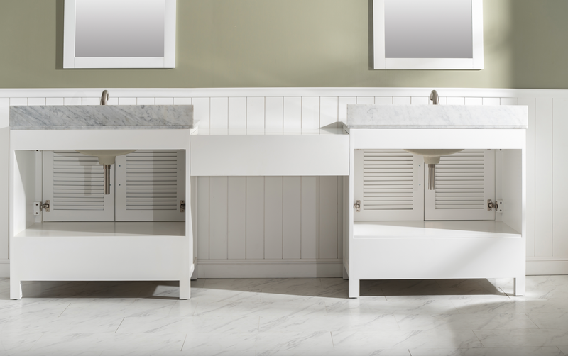 Design Element Estate 102" Double Sink Bathroom Vanity Modular Set - White ES-102MC-WT