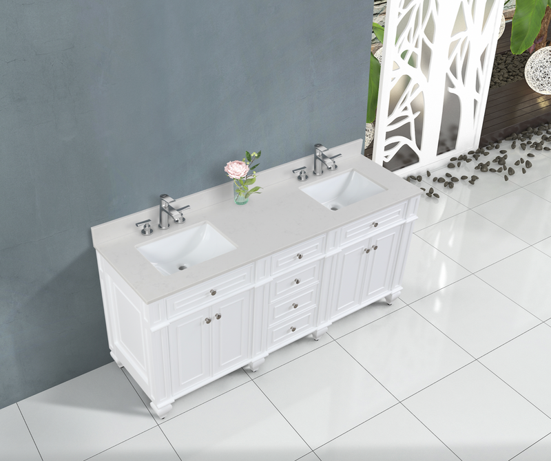 Design Element Winston 72" Double Vanity In White WN-72-W