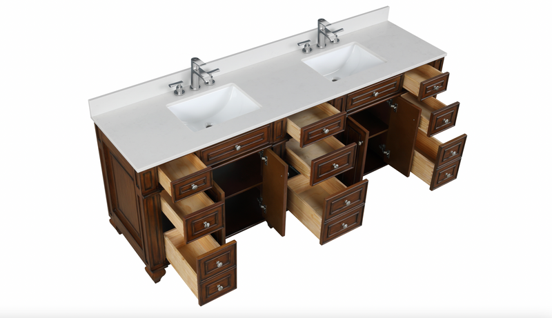 Design Element Winston 84" Double Vanity In Walnut WN-84-BR