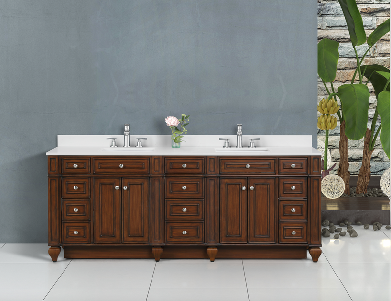 Design Element Winston 84" Double Vanity In Walnut WN-84-BR