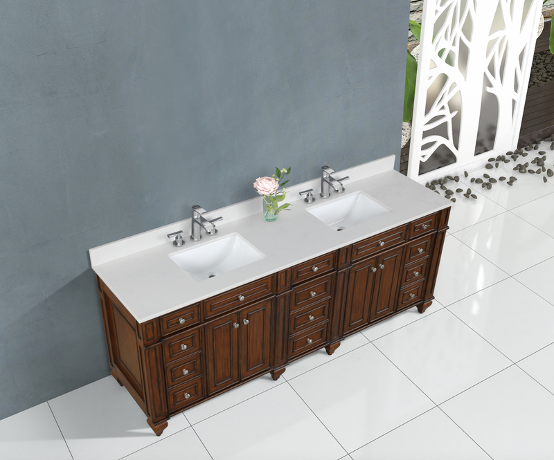 Design Element Winston 84" Double Vanity In Walnut WN-84-BR