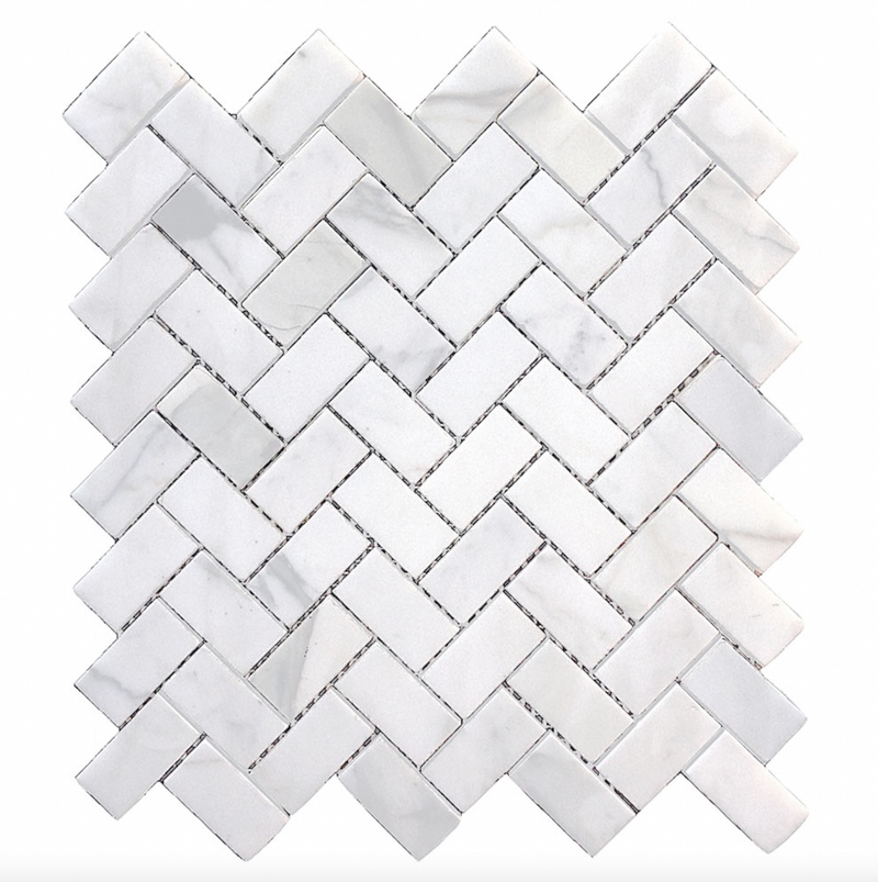 Design Element Herringbone 12x12 Marble Mosaic Wall Tile MTILE01