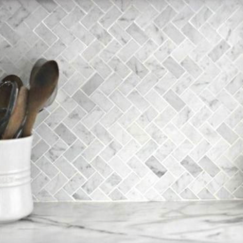 Design Element Herringbone 12x12 Marble Mosaic Wall Tile MTILE01