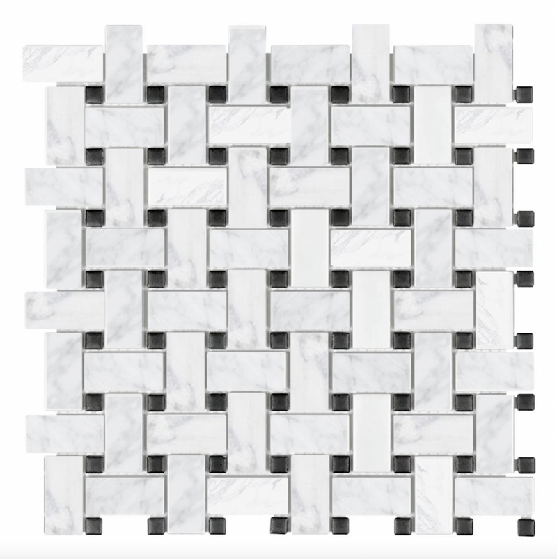 Design Element Basketweave 12 In. X 12 In. Marble Mosaic Wall Tile MTILE02