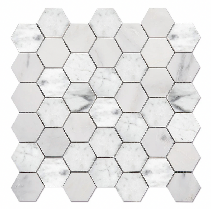 Design Element Hexagon 12 In. X 12 In. Marble Mosaic Wall Tile  MTILE04