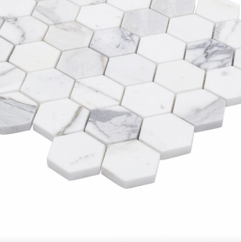 Design Element Hexagon 12 In. X 12 In. Marble Mosaic Wall Tile  MTILE04