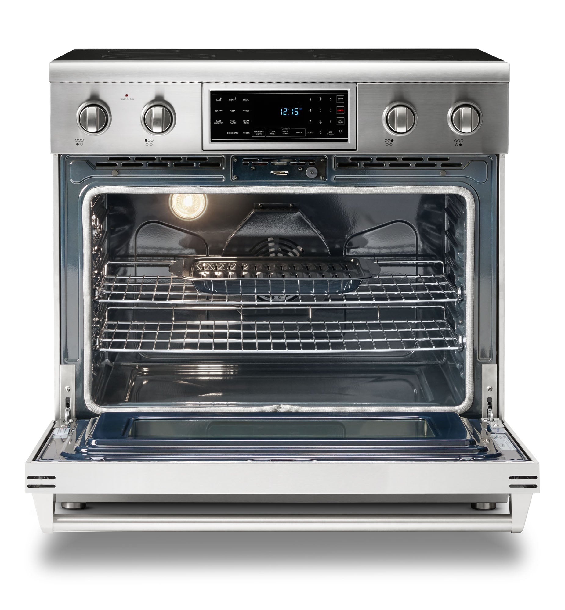Thor Kitchen 36" Electric Range with 6.0 Cu. Ft. Self-Cleaning Oven, Air Fryer, and Tilt Panel in Stainless Steel TRE3601