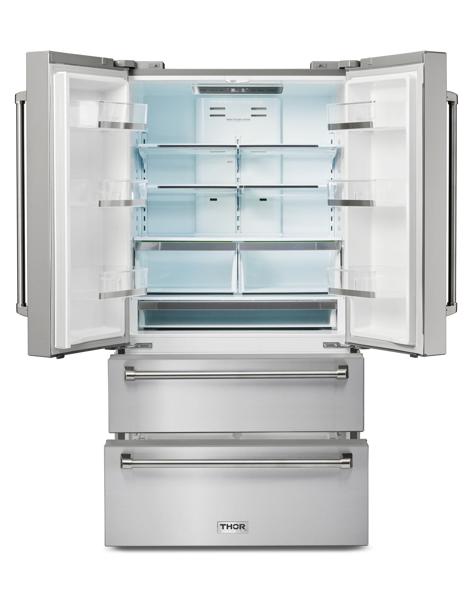 Thor Kitchen 6-Piece Appliance Package - 30-Inch Electric Range, Wall Mount Range Hood, Refrigerator, Dishwasher, Microwave, and Wine Cooler in Stainless Steel