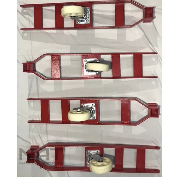 Heavy-duty caster wheels installed on Triumph NOS9000 Car Lift Four Post for smooth movement