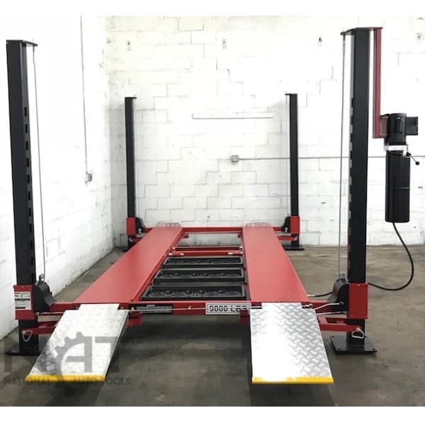 Triumph NOS9000 Four Post Car Lift with Front Ramps and Caster Kit for Easy Mobility
