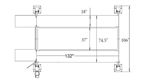 Triumph NSS-8 Classic Lift detailed diagram with dimensions and structural features
