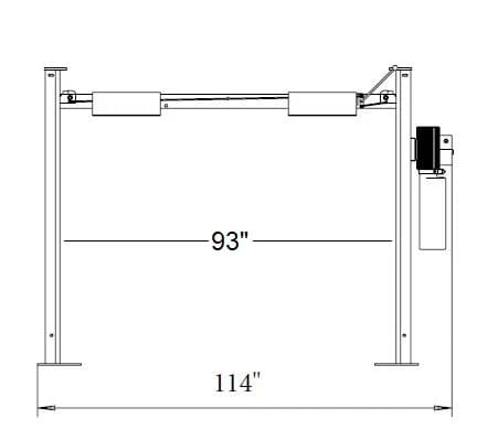 Triumph NSS-8 Classic Lift width diagram showing overall and runway measurements

