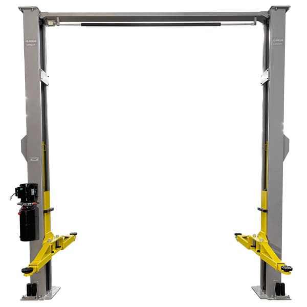 Triumph NTO-10A Two Post Auto Lift Full View with Extended Arms