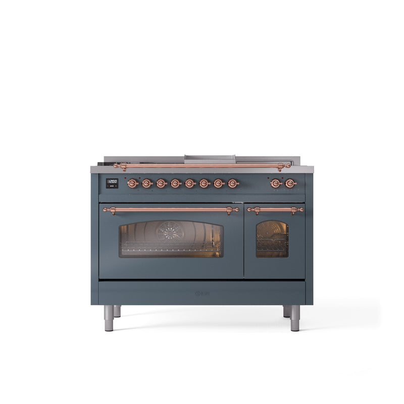 ILVE Nostalgie 48" Dual Fuel Range with 5 Sealed Burners Griddle French Top Triple Glass Door - UP48FSNMP