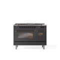 ILVE Nostalgie 48" Dual Fuel Range with 5 Sealed Burners Griddle French Top Triple Glass Door - UP48FSNMP