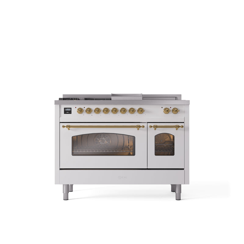 ILVE Nostalgie 48" Dual Fuel Range with 5 Sealed Burners Griddle French Top Triple Glass Door - UP48FSNMP