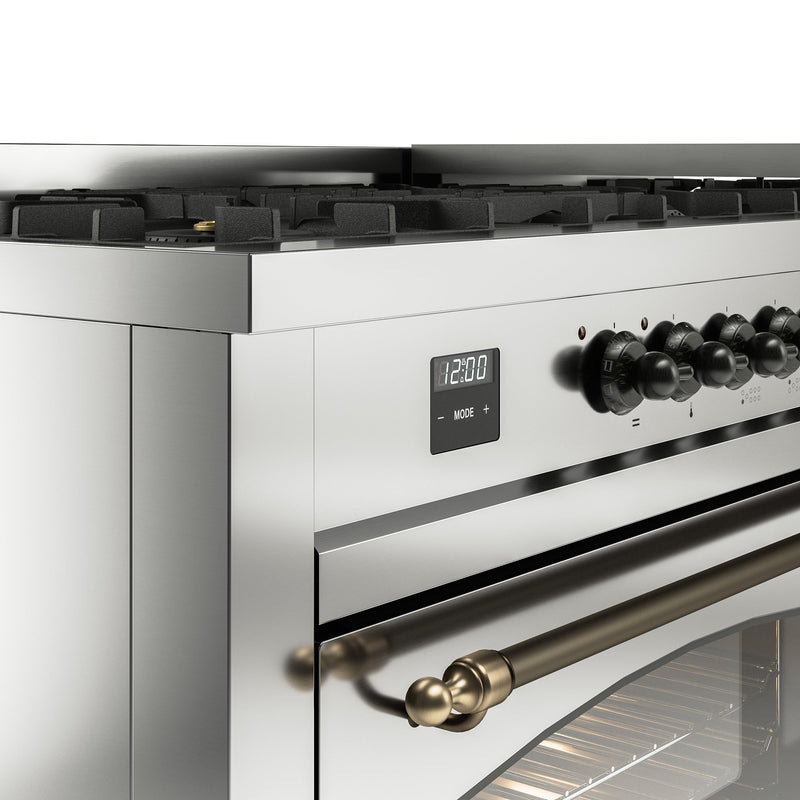 ILVE Nostalgie 60" Dual Fuel Range with 9 Sealed Burners Griddle Triple Glass Door - UP60FNMP