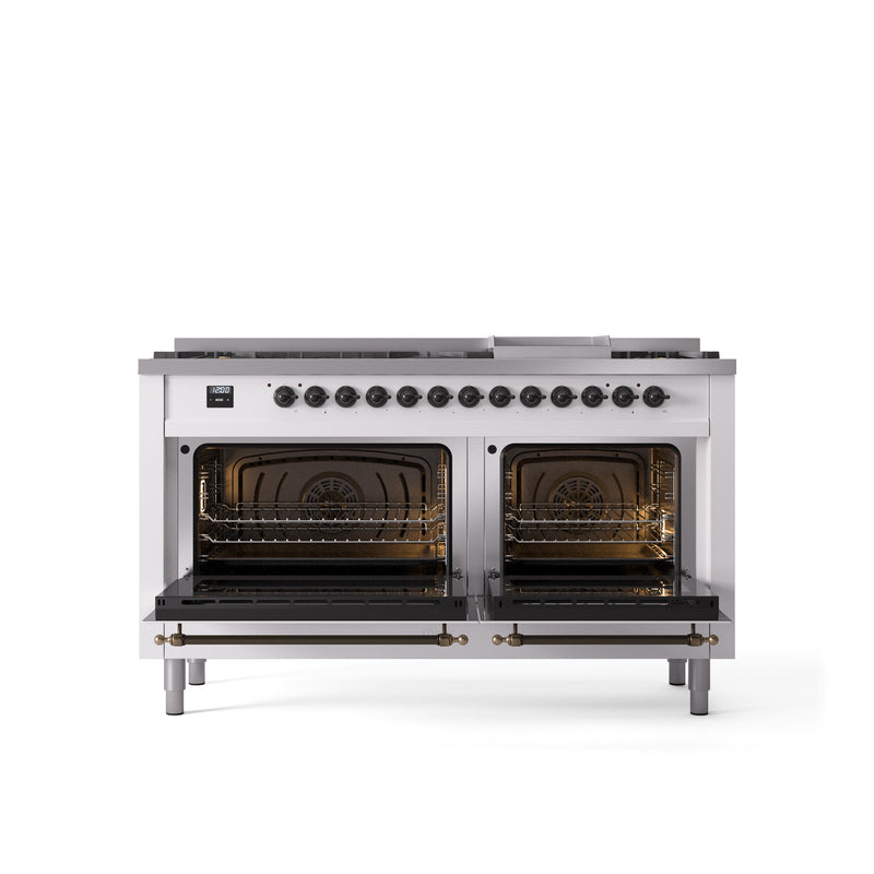 ILVE Nostalgie 60" Dual Fuel Range with 9 Sealed Burners Griddle Triple Glass Door - UP60FNMP