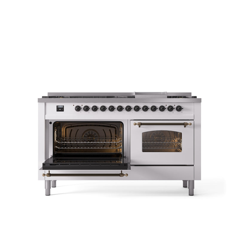 ILVE Nostalgie 60" Dual Fuel Range with 9 Sealed Burners Griddle Triple Glass Door - UP60FNMP