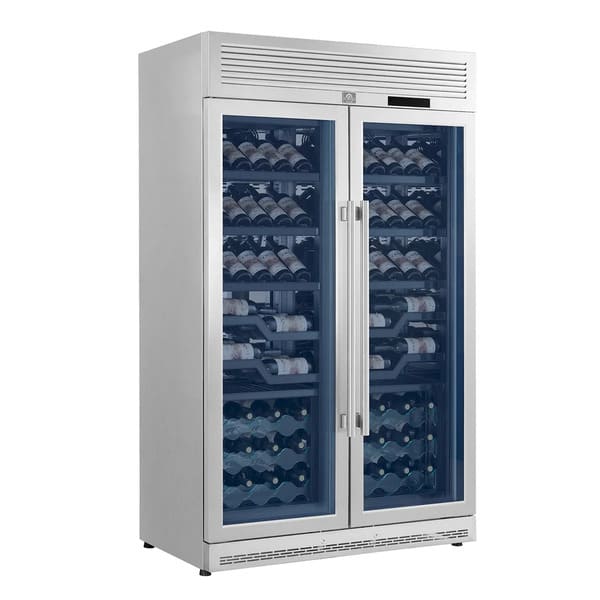FORNO Abruzzo 48-Inch Dual Zone Wine Cooler with 102 Bottles, 24 Cu. Ft., Green Acrylic Holders & Black Shelves FWCDR6610-48S