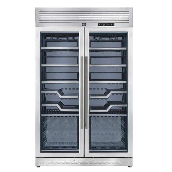 FORNO Abruzzo 48-Inch Dual Zone Wine Cooler with Clear Acrylic Holders & Stainless Trim Shelves FWCDR6611-48S