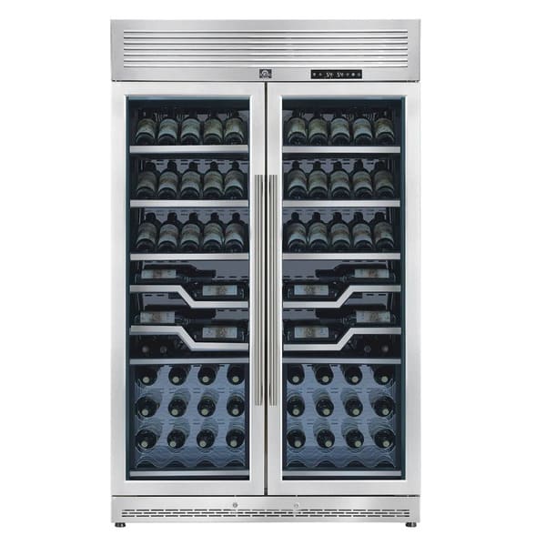 FORNO Abruzzo 48-Inch Dual Zone Wine Cooler with Clear Acrylic Holders & Stainless Trim Shelves FWCDR6611-48S