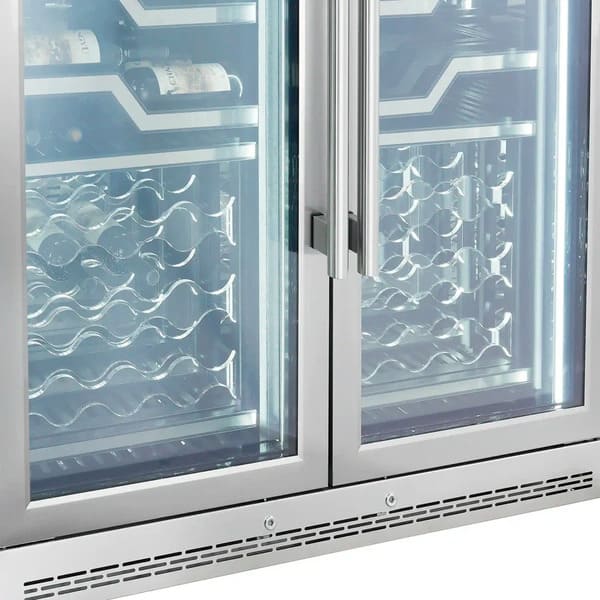 FORNO Abruzzo 48-Inch Dual Zone Wine Cooler with Clear Acrylic Holders & Stainless Trim Shelves FWCDR6611-48S