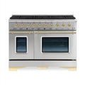 HALLMAN Classico Series 48" Dual Fuel Freestanding Range 8-Sealed Burners with Brass Trim - HCLRDF48BS