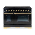 HALLMAN Classico Series 48" Dual Fuel Freestanding Range 8-Sealed Burners with Brass Trim - HCLRDF48BS