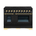 HALLMAN Classico Series 48" Dual Fuel Freestanding Range 8-Sealed Burners with Brass Trim - HCLRDF48BS