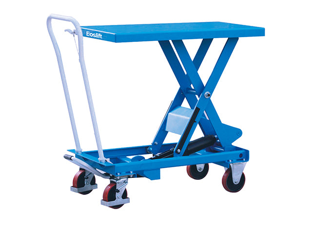 EOSLIFT Industrial Grade Manual Scissor Lift Table Cart 660 lbs Capacity, Table Size 19 7 in x 32 6 in with Swivel Rear Caster and Rigid Stationary Front Caster Wheel - TA30