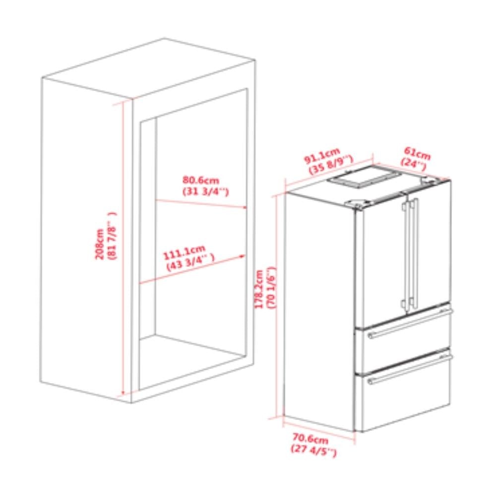 FORNO Gallipoli 36 Inch French Door Refrigerator 19 cu.ft - FFRBI1820-36SB