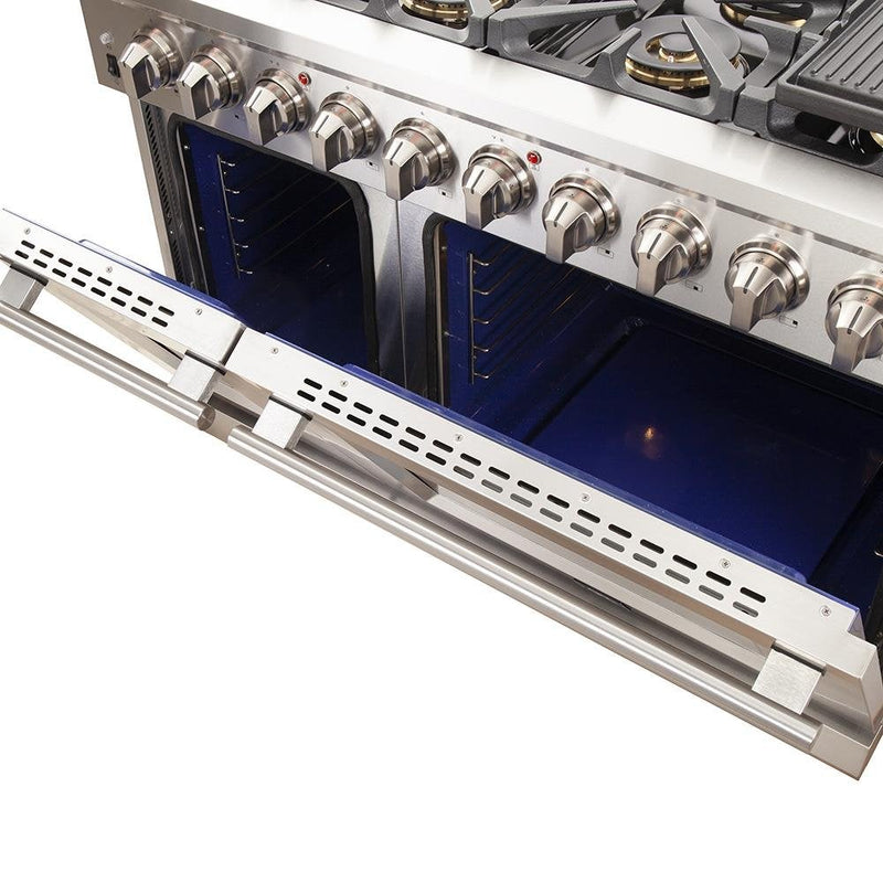 Forno 48" Capriasca Titanium Gas Range with 8 Burners, Griddle and 160,000 BTUs -FFSGS6260-48