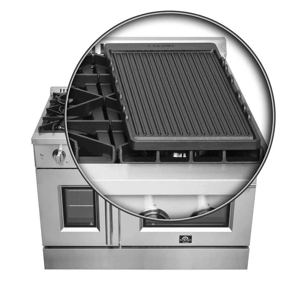 Forno 48-Inch Galiano Gas Range with 8 Gas Burners, 107,000 BTUs, & French Door Gas Oven in Stainless Steel FFSGS6444-48