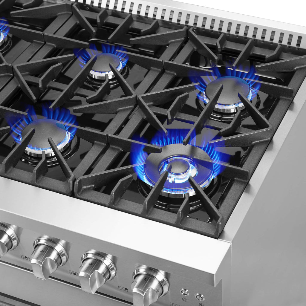 Forno 48-Inch Galiano Gas Range with 8 Gas Burners, 107,000 BTUs, & French Door Gas Oven in Stainless Steel FFSGS6444-48