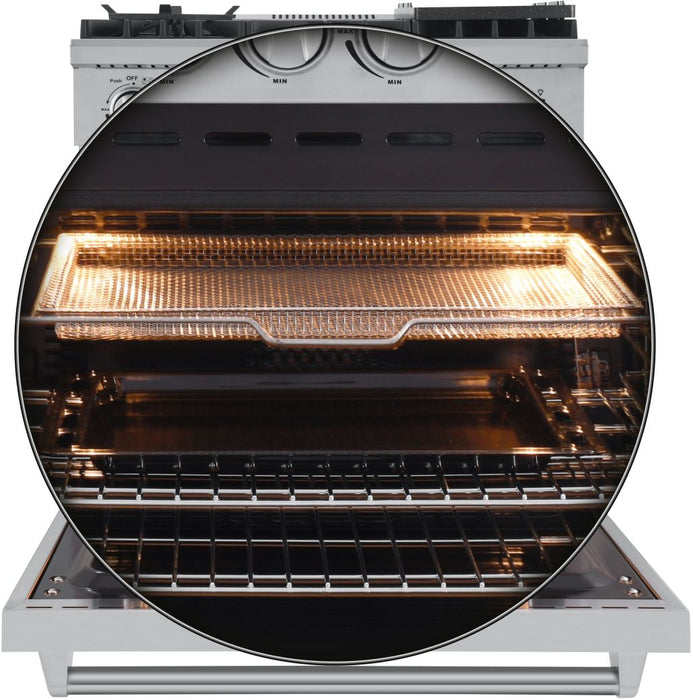 FORNO Lazio 30" Dual Fuel Range with 5 Burners, Air Fryer, Steam Cleaning, and Griddle FFSGS6196-30