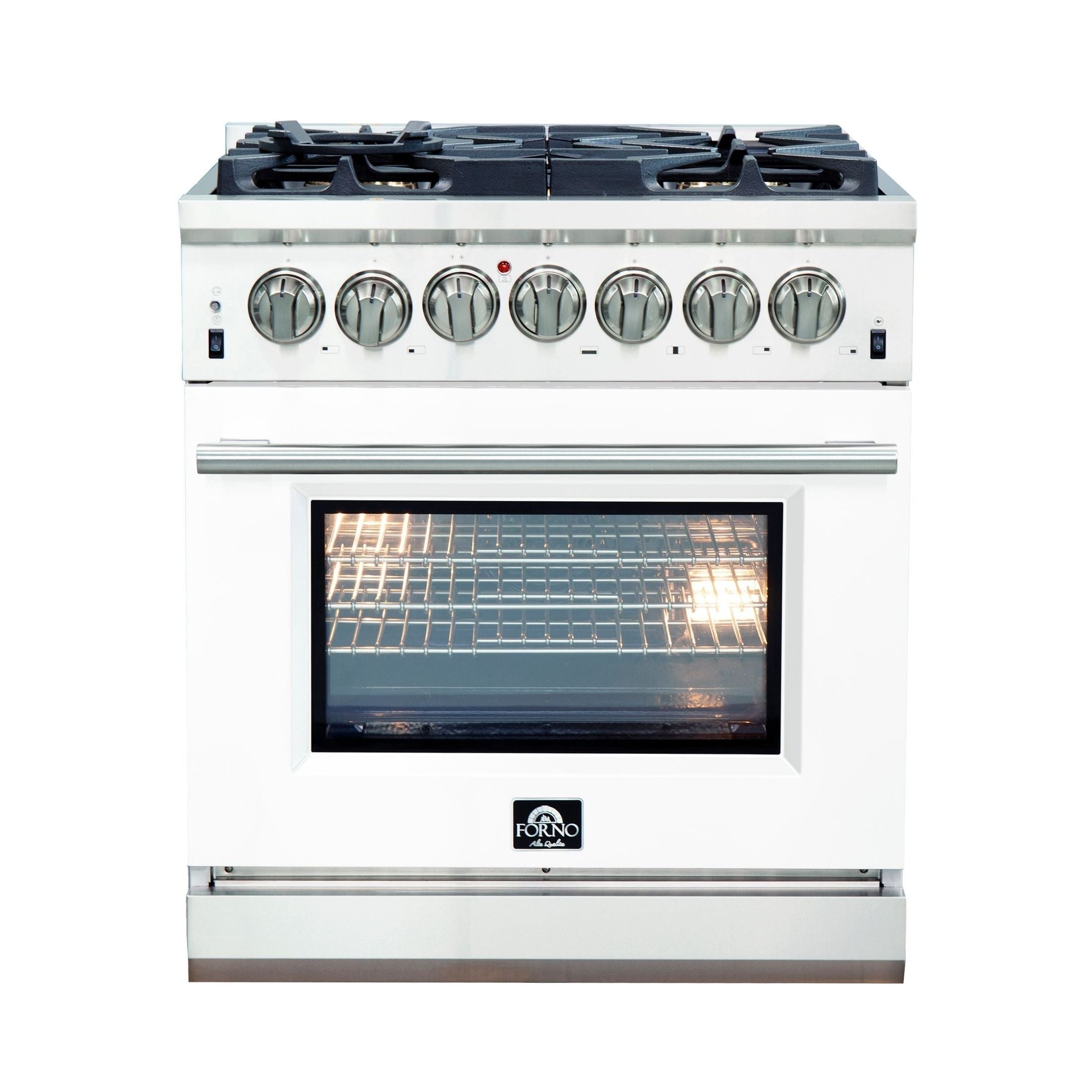 FORNO Capriasca - Titanium Professional 30" Freestanding Dual Fuel 240V Electric Colored Door Oven Range FFSGS6187-30
