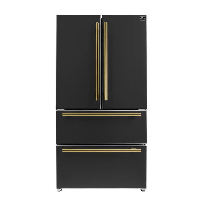 FORNO Espresso Moena 36-inch French Door Refrigerator in Black, 19.2 Cu.ft 