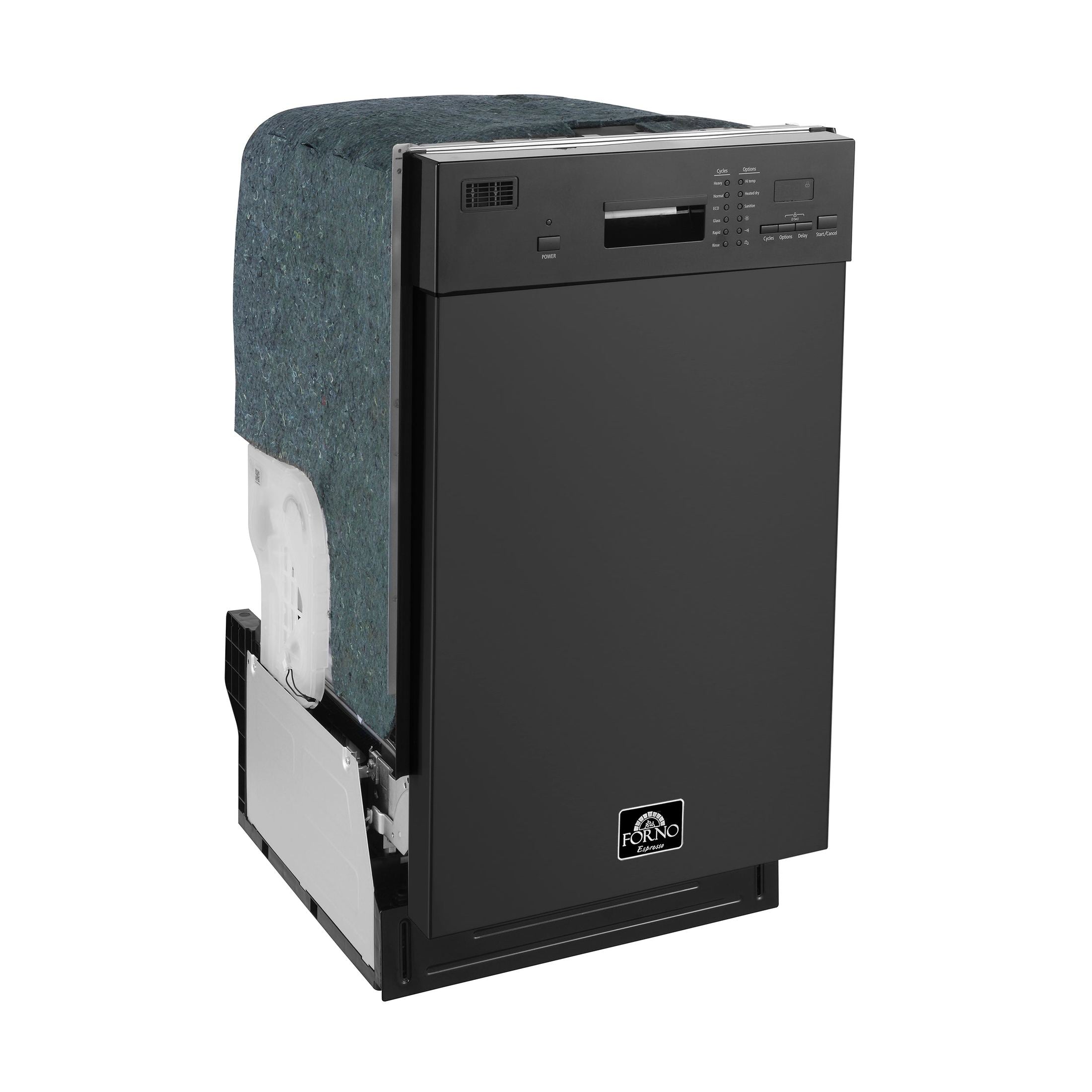 FORNO Espresso Polo 18" Built-in Dishwasher in Black, FDWBI8041-18BLK