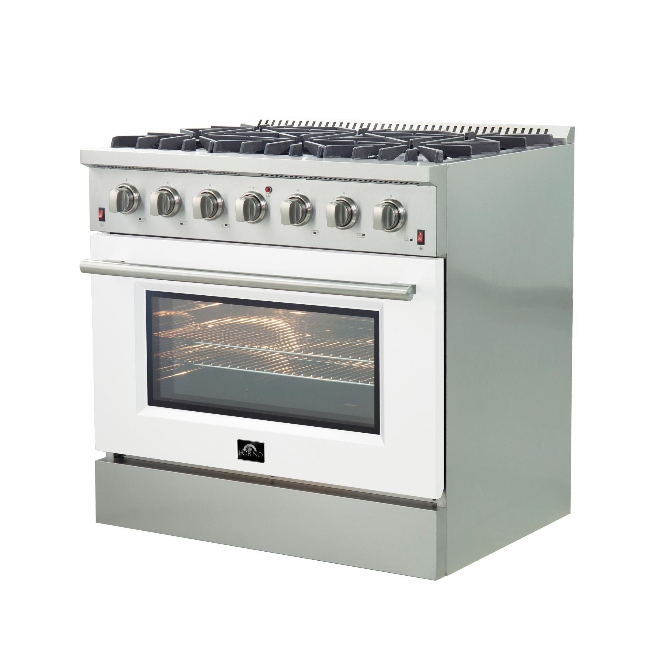 FORNO Vittorio - Gold Professional 36" Freestanding Colored Door Gas Range FFSGS6244-36WHT