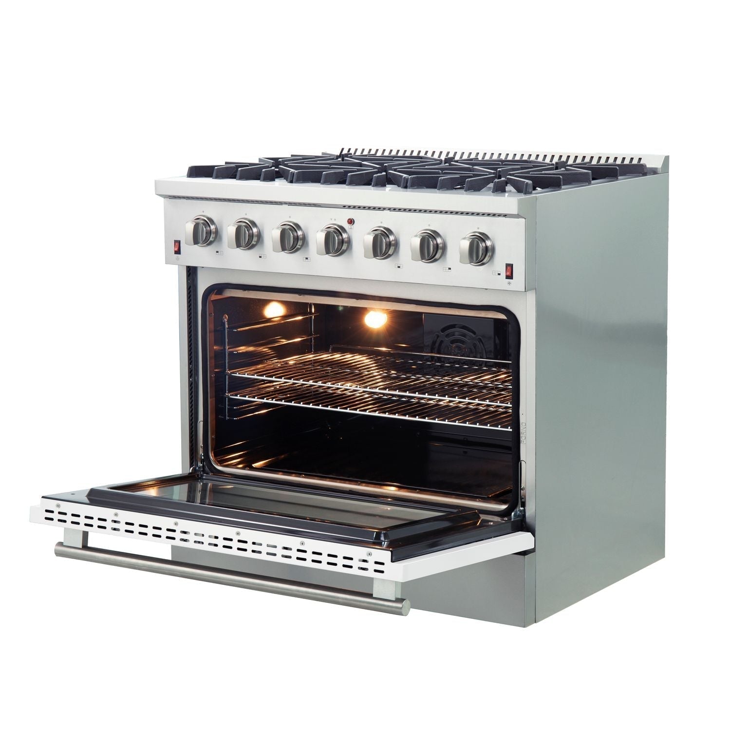 FORNO Vittorio - Gold Professional 36" Freestanding Colored Door Gas Range FFSGS6244-36WHT