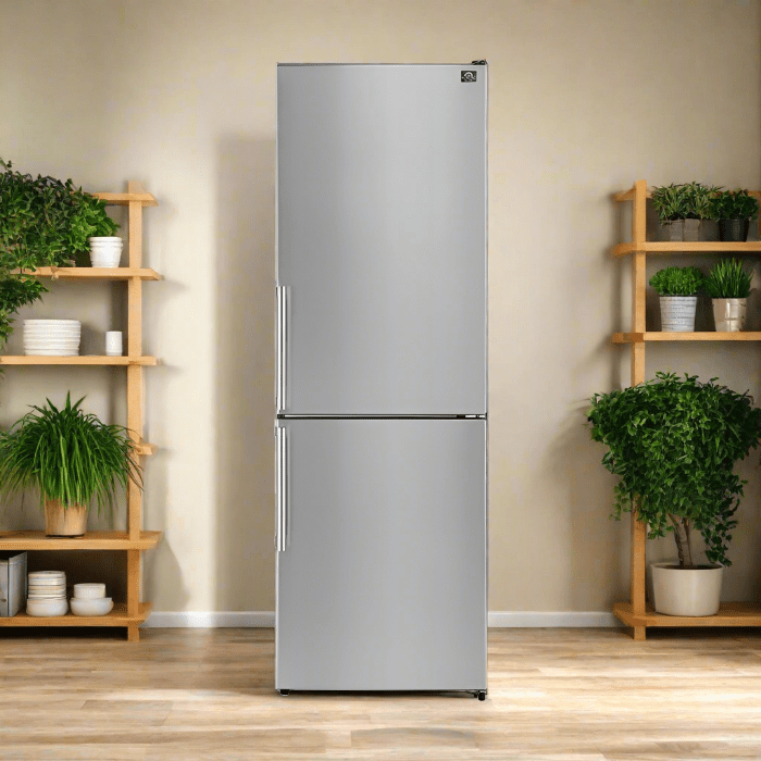 Forno Guardia 23.4-Inch 10.8 cu.ft. Bottom Freezer Right Swing Door Refrigerator in Stainless Steel - FFFFD1778-24RS