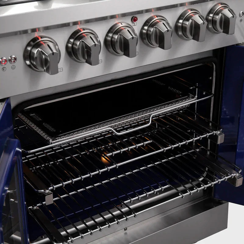 FORNO Massimo 30-Inch Freestanding French Door Gas Range in Stainless Steel - FFSGS6439-30