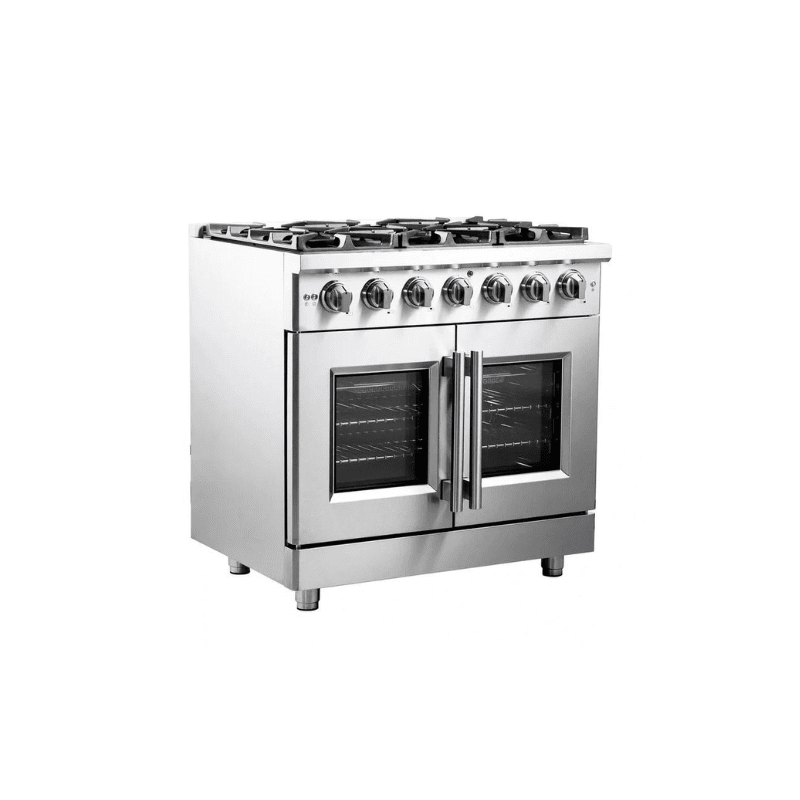 FORNO Massimo 36-Inch Freestanding French Door Gas Range in Stainless Steel - FFSGS6439-36