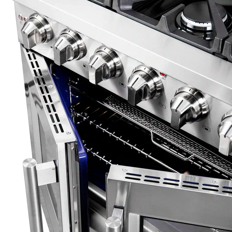 FORNO Massimo 36-Inch Freestanding French Door Gas Range in Stainless Steel - FFSGS6439-36