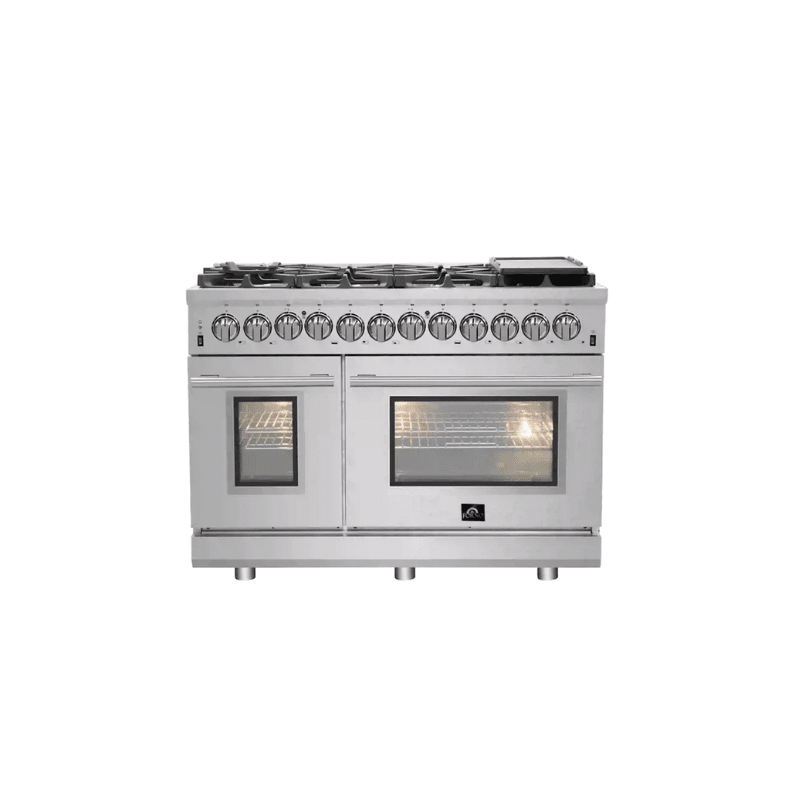 FORNO Massimo 48-Inch Freestanding Dual Fuel Range in Stainless Steel - FFSGS6125-48