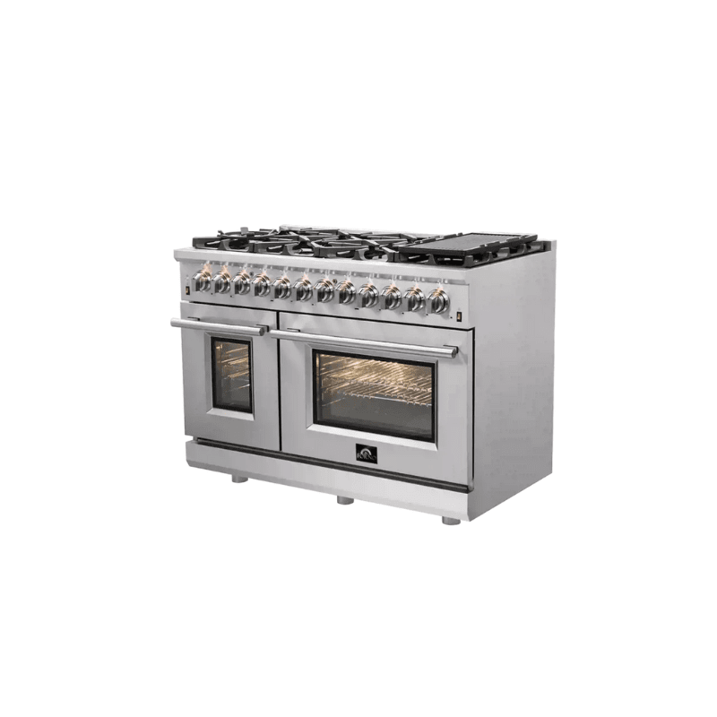 FORNO Massimo 48-Inch Freestanding Dual Fuel Range in Stainless Steel - FFSGS6125-48